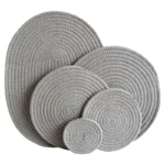 Rope Woven Thermal Insulation Placemat, Home Kitchen Cotton Meal Mat, Dining Table Decor, Cup Coaster, Pot Pad, Europe,