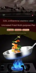 316 Stainless Steel Deep Fryer Non Stick Frying Pan Cooking Steak Kitchen Cookware Gas Stove Induction Cooker Universal Milk