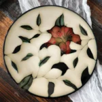 Ceramic dinnerware set with Japanese flat serving plates in floral Nordic design