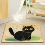 Cute Cartoon Cat Bath Mat - Super Soft Memory Foam Bathroom Rug, Fast Absorbing Quick Dry, Non-Slip Shower Mat for Kids