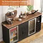 78.74" Large Coffee Bar Cabinet with Fridge Space, Mini Fridge Cabinet with Storage, Liquor Cabinet with Wine Rack,