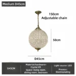 Vintage Crystal Pendant Light Luxury Copper Chandelier for Living Room Villa Dining Room Home Decoration Hanging Lamp – in a