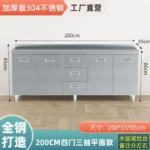 304 Stainless Steel Sideboard Kitchen Multi-door Cabinet Cupboard Dining Room Locke Kitchen Storage Adjustable Shelf Cabinet - Image 25