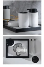 Nordic Ceramic Bathroom Lotion Bottle Press Hand Sanitizer Bottle Mouthwash Cup Toothbrush Holder Black Liquid Soap