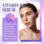 Hoygi Niacinamide Serum bottle on dark surface, dramatic lighting.