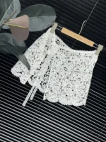 Ele Water-Soluble Lace Apron Skirt Multi-Layered Wear Ladies High Waist A-Line Skirt Slimming Butt Covering Design – side