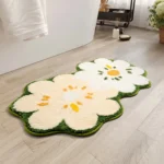 Cartoon Double Flower Bath Mat Bathroom Quick Drying Absorbent Foot Mat Super Fiber Flocking Comfortable and Soft Bathroom Rug