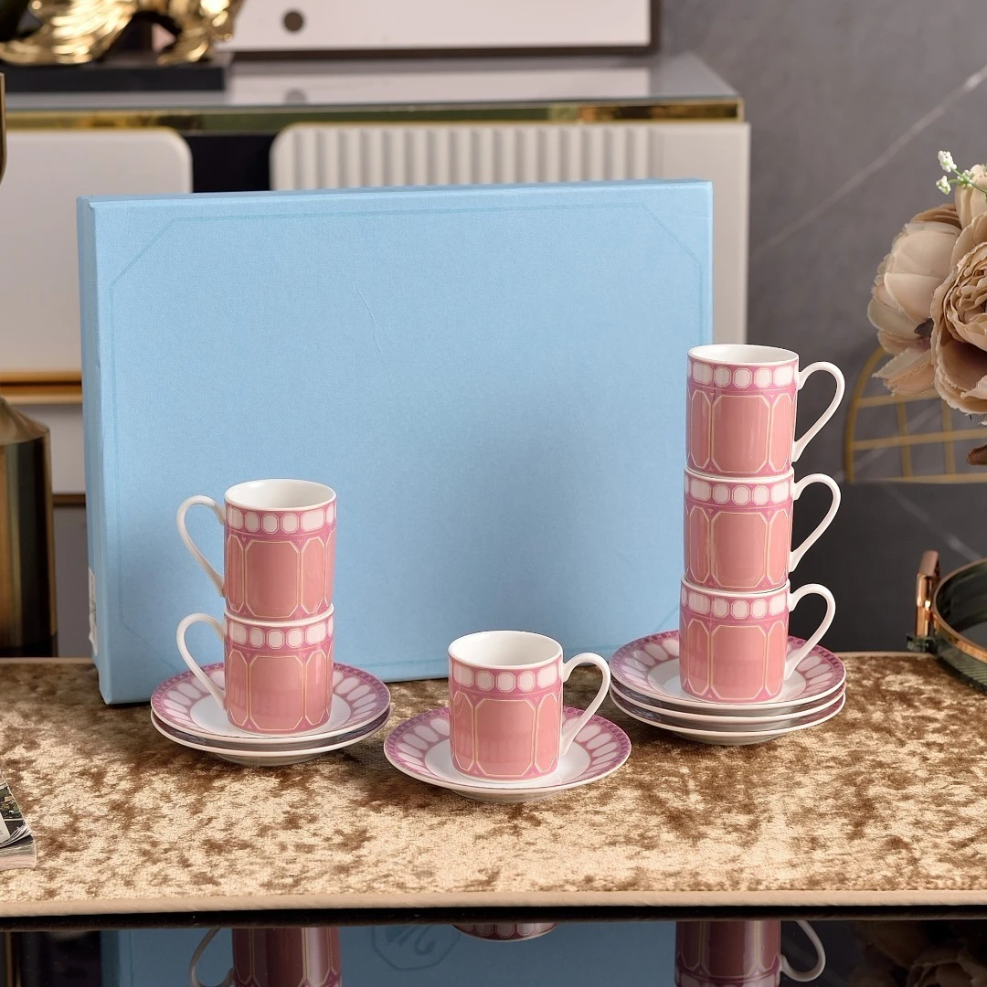 Crystal Swan Espresso Cup and Saucer Tea Set High Value Gift Box for Housewarming Present Luxury Tableware Cups and Mugs