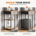JHK 48 Inch Computer Gaming Desk with Fabric Drawers Storage Shelves Metal Frame Adjustable Feet Table For Bedroom Home