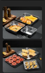 Golden Square Stainless Steel Food Service Tray plate set Nonstick Bakeware Fruit Cookie Bread Plate Kitchen Storage Container - Image 45