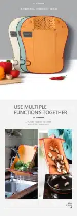 Multifunction Cutting Board Foldable Sharpen Drain Vegetable Meat Chopping Board Antibacterial Kitchen Accessory Garlic