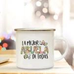 Best Grandfather & Grandmother In The World French Print Enamel Mugs Drink Milk Coffee Cup Camping Mug Gift for Abuelo