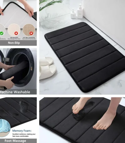 Memory Foam Bath Mat – Super Absorbent & Non-Slip Bathroom Rug for Shower & Tub