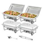 SucceBuy 8QT Rectangle Chafing Dish 2/4/6 Packs w/ Full Size Pans Buffet Catering Warmer Server Folding Stand Fuel Holder Tray - Image 7