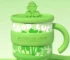 Insulated coffee mug with lucky coriander pattern, stainless steel travel mug 450ml