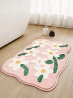 Creative Flower Bath Mat Home Bathroom Decoration Rug Thickened Flocking Super Fiber Carpet Absorbent Foot Mat Anti-slip