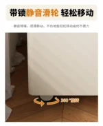 Modern lifting vanity table with mirror in cream finish, featuring rotating top and adjustable height for bedroom use