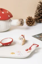 Creative Cartoon Cute Girl Heart Red Mushroom Ceramic Tableware Single Handle Bowl Soup Pot Breakfast Plate – base detail