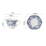 Ceramic Coffee Cup English style blue and white porcelain coffee cup with dish set Ceramic retro European afternoon tea mug