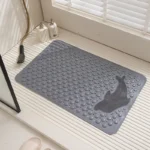 Washable bath mat with non-slip PVC surface in a modern bathroom