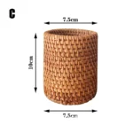 Rattan Pencil Holder, Handmade Wicker Pen Cup Makeup Brushes Holder, Woven Vine Desk Organizer Pen Container Box