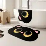 Cute Black Cat Shaped Quick-Dry Diatomaceous Earth Bath Mat Funny Cat Lovers Soft Diatom Mud Absorbent Floor Mat – base