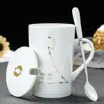 12 Constellations 420 Ml Ceramic Mugs Creative Mugs With Spoon Lid Black Mug New Bone China Coffee Cup Drinkware Couples