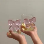 320ML Pink Bow Tie Princess Glass Juice Cup Cute Bow Tie Mug Glass Cup Christmas Gift Transparent Creative Milk Coffee Water