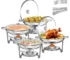 Goldoma 4 pack 5QT stainless steel chafing dishes buffet set with lids and stands