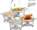 Goldoma 4 pack 5QT stainless steel chafing dishes buffet set with lids and stands