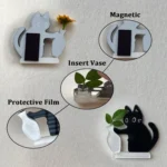 Refrigerator Magnets Black Cat Pushing Vase Decor Cat Whisker Collection Memorial Box Fridge Magnet Home Office Decor For