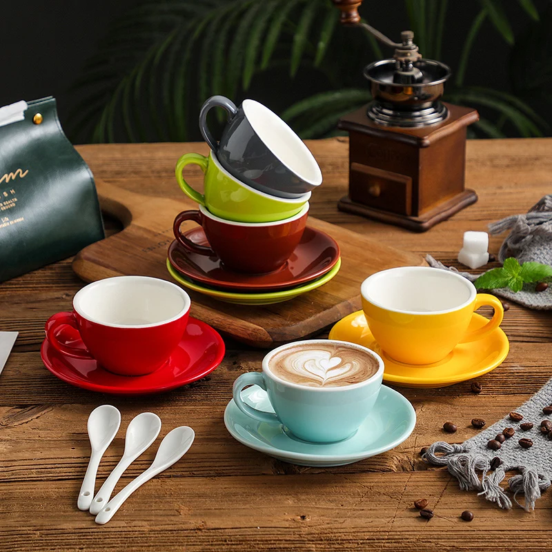 Creative Color 150ml Espresso Cup with Saucer Home Dessert Plate Tea Cup Couple Mug Gift Office Mug Tabletop Decoration
