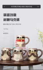 Breakfast milk cup Creative sloth shaped mug Cute cartoon ceramic cup Ceramic office mug Kitchen utensils and supplies – in