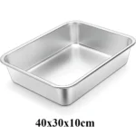 Thickened Stainless Steel Deep Pan Multifunction Roast Chicken Salad Cake Cookie Bakeware for Brownie Bread Meat Baking Pan
