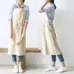 Vintage Washed Cotton Apron Japanese Simple Style Slim Long Apron Baking Cooking Nail Salon Workwear – styled in a modern