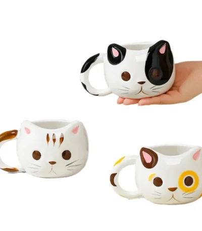 Creative 3D Embossed Ceramic Cat Teamug Office Cute Animal Ceramic Coffee Mug 430ml Milk Drink Cup Drinkware Home Decoration