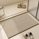 Bathroom Carpet Non-slip Strong Absorbent Floor Mats Home Decor Beige Stripes Bath Mat Toilet Entrance Area Rug Alfombra De