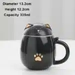 Creative Cartoon Black/White Lucky Cat With Cover Filter Tea Water Separation Office Cup Household Gifts Personal Mug, 1Pc