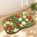 Creative Flower Bath Mat Home Bathroom Decoration Rug Thickened Flocking Super Fiber Carpet Absorbent Foot Mat Anti-slip