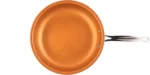 Goldoma nonstick frying pan with ceramic titanium coating on a stove