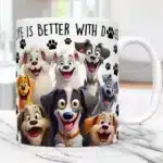 life is better with dogs coffee mug 11oz ceramic home tea cup friends birthday gift mug – top view