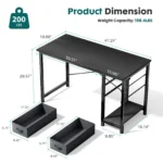 JHK 47IN Computer Desk with 2 Drawers For Study Office Gaming Wood Table with Adjustable Position Drawers Modern Work Table