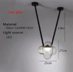 Italy New Designer Luxury Glass LED Pendant Lamp Living Room Bedroom Bar Restaurant Leather Chandelier Interiordecor