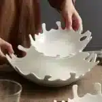 Nordic Coral Porcelain Salad Plate Abstract Irregular White Ceramic Dinner Plate Hotel Tableware Cooking Dishes Kitchen