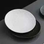 Black dish ceramic plate disc white Western restaurant tableware Barbecue grilled meat serving plate Ceramic frosted steak