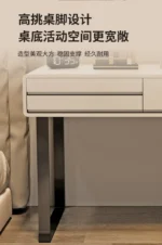 Modern bedroom vanity table with mirror and storage drawers, makeup vanity desk with stool