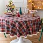 Christmas Checkered Tablecloth Rectangle Red Buffalo Plaid Linen Cotton Gingham Xmas Table Cloths Winter Farmhouse Table