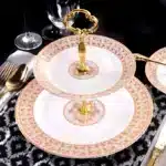 European Style Ceramic Double Layered Tray Fruit And Candy Plate Afternoon Tea Cake Stand Three Tier Dessert Holder Serving