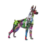 Simple Creative Pet Handle Graffiti Color Doberman Dog Statue Decorations Home Entrance Wine Cabinet Office Decor Resin