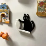 Refrigerator Magnets Black Cat Pushing Vase Decor Cat Whisker Collection Memorial Box Fridge Magnet Home Office Decor For